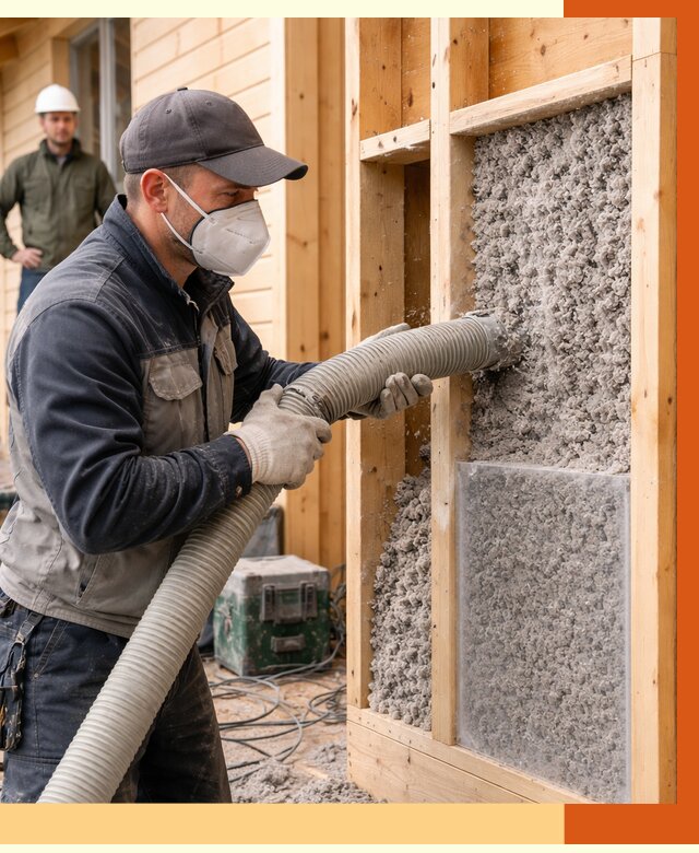 Утепление дома из бруса эковатой в Полевском от 1899 руб/м2 | ТепломастерПлв