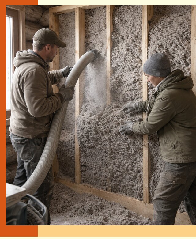 Утепление бревенчатого дома эковатой в Полевском