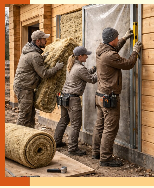 Утепление дома из двойного бруса в Полевском качественно и надёжно
