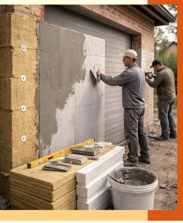 Утепление гаража снаружи в Полевском от 4311 руб. за м2 — наружное утепление под ключ | ТепломастерПлв