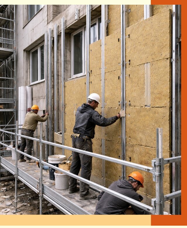 Утепление вентилируемого фасада в Полевском от 5748 руб/м2 — монтаж и утепление вентфасад | ТепломастерПлв