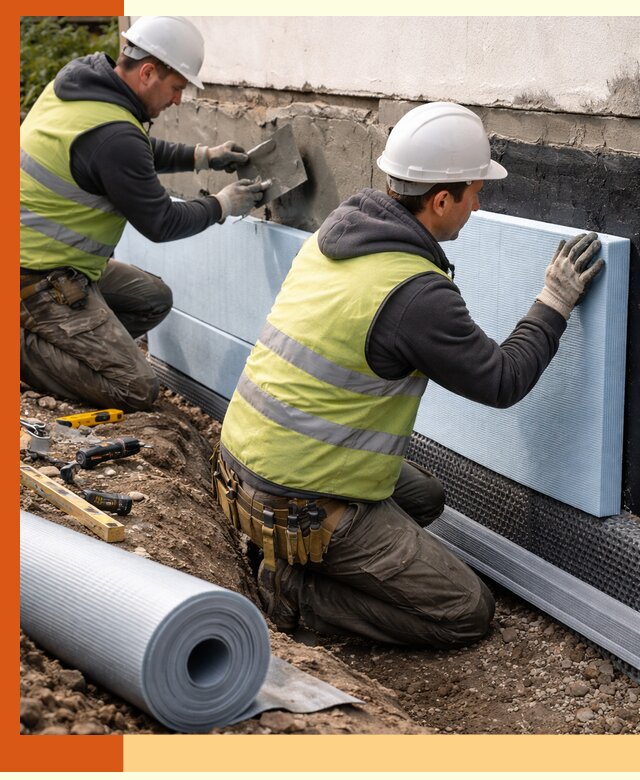 Утепление фундамента снаружи в Полевском — профессиональная теплоизоляция