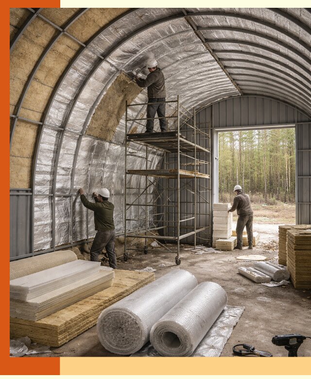 Утепление арочного ангара под ключ в Полевском