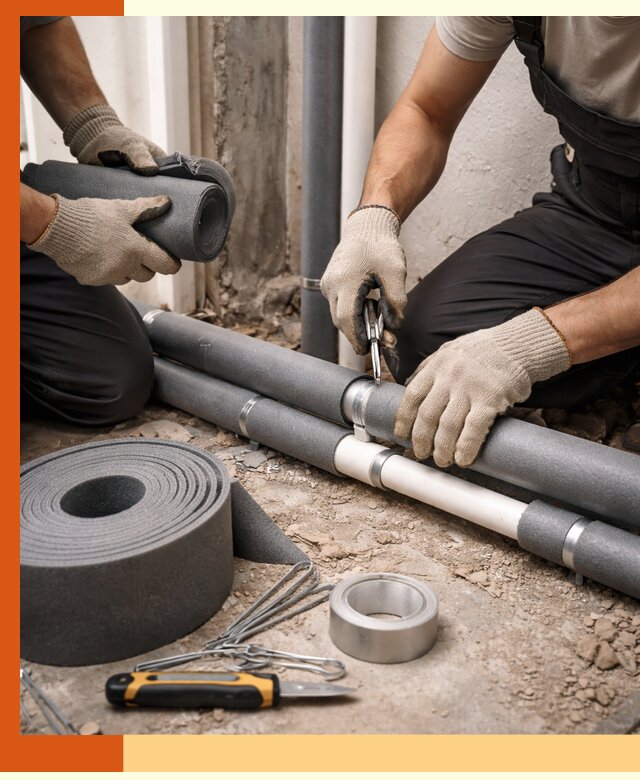 Утепление труб водоснабжения в Полевском — монтаж и защита сети