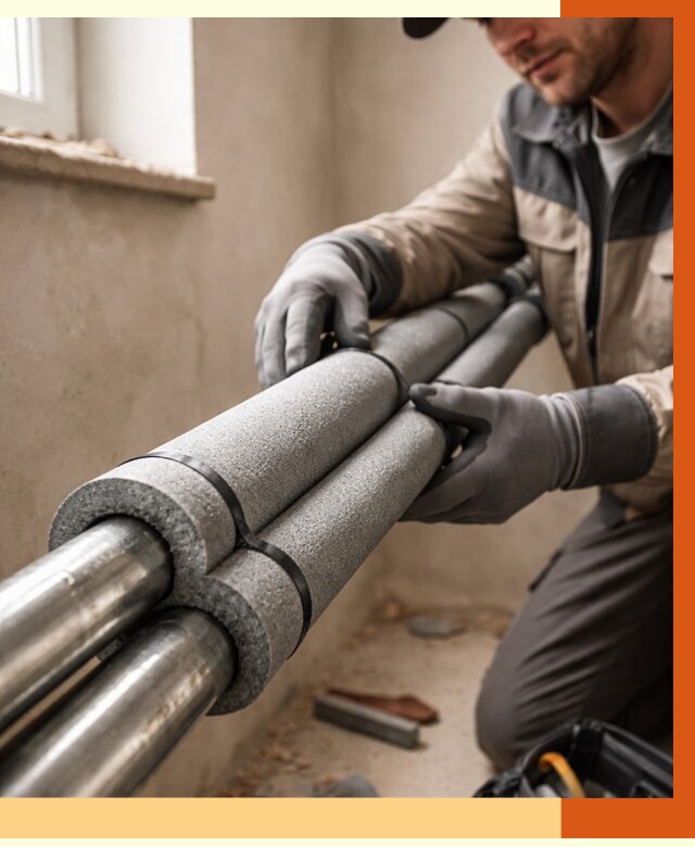 Утепление труб отопления в Полевском от 2926 руб. за м² — услуги под ключ | ТепломастерПлв