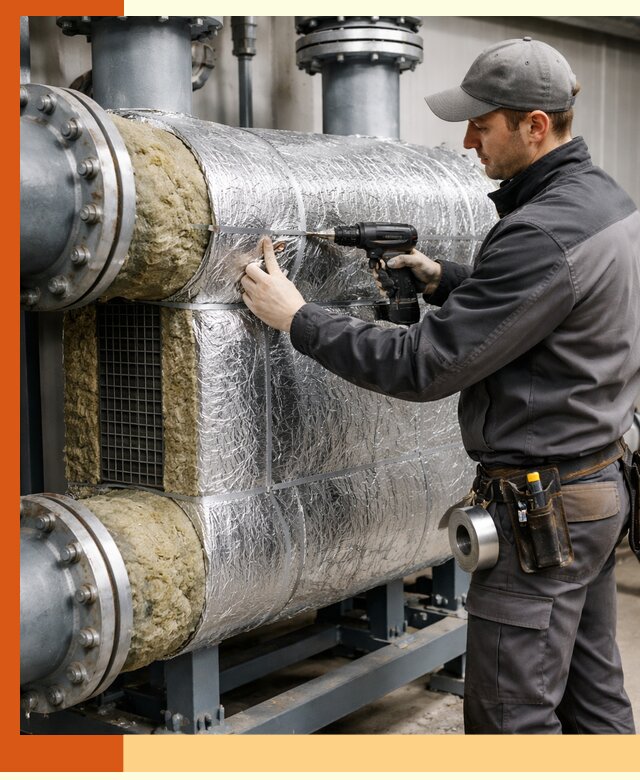 Утепление теплообменника в Полевском — профессиональная теплоизоляция оборудования