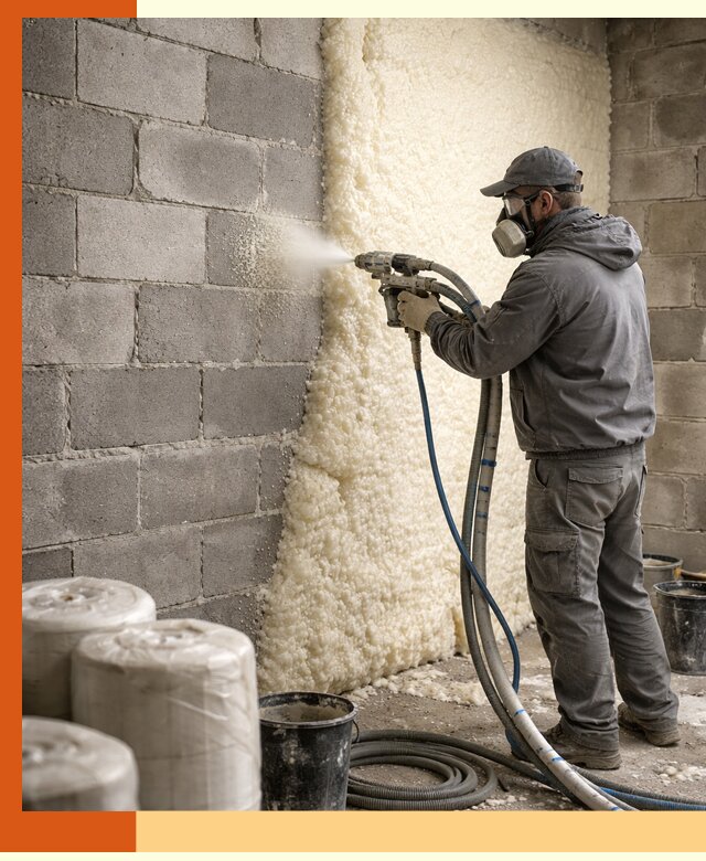 Утепление блочной стены ППУ в Полевском качественно и надёжно