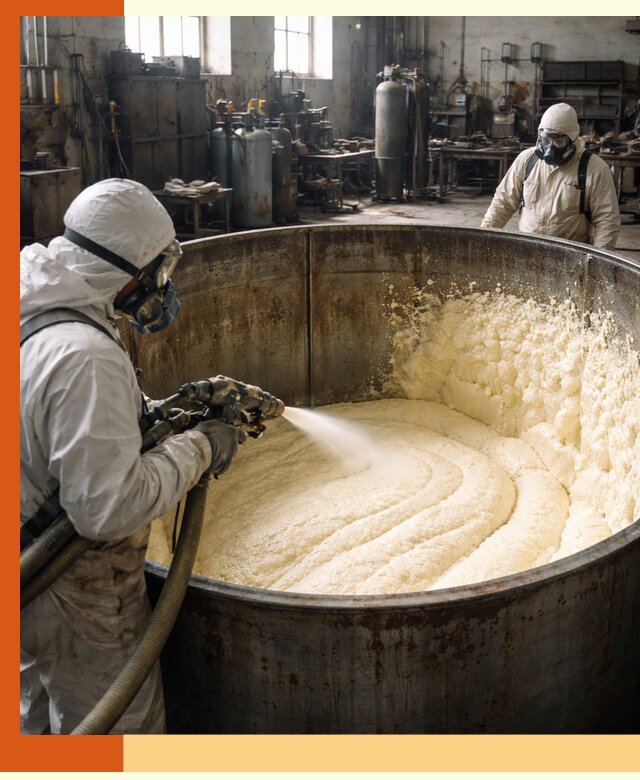 Заливка ппу в емкости с полной изоляцией и герметизацией в Полевском