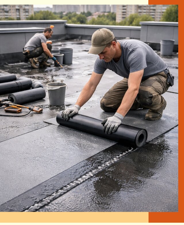Гидроизоляция плоской кровли в Полевском от 4619 руб./м2 — профессионально | ТепломастерПлв