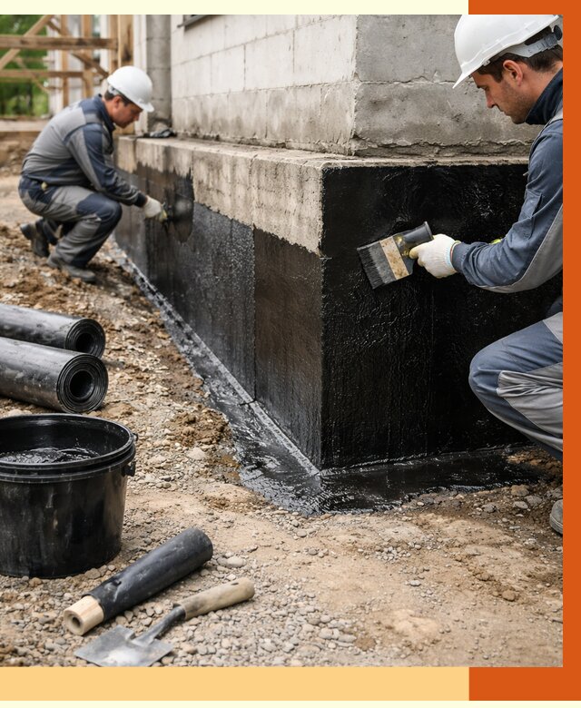 Гидроизоляция фундамента в Полевском от 1283 руб. — профессионально, под ключ | ТепломастерПлв