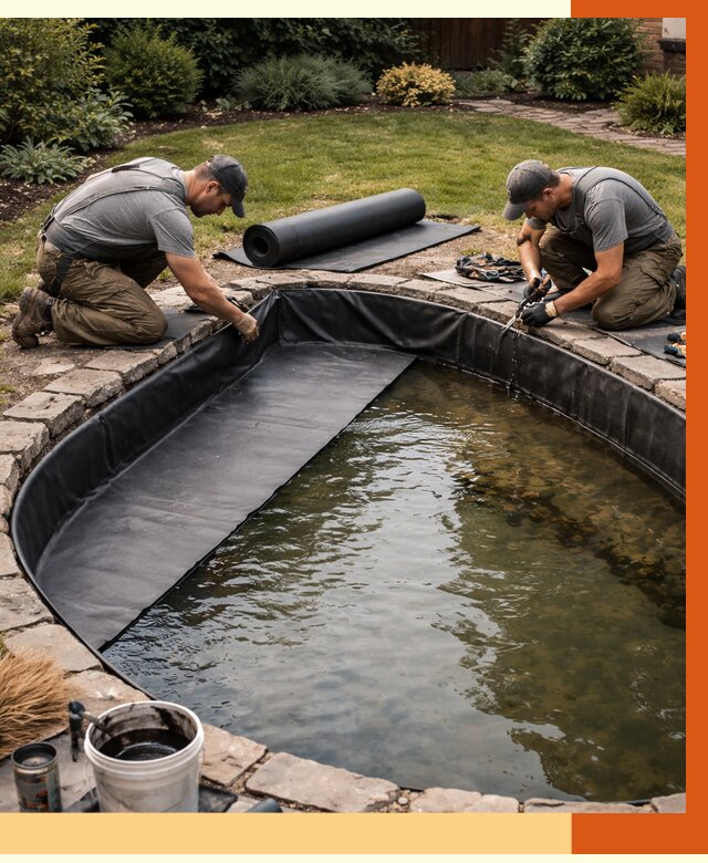 Гидроизоляция пруда в Полевском от 15398 руб. под ключ | ТепломастерПлв профессионально