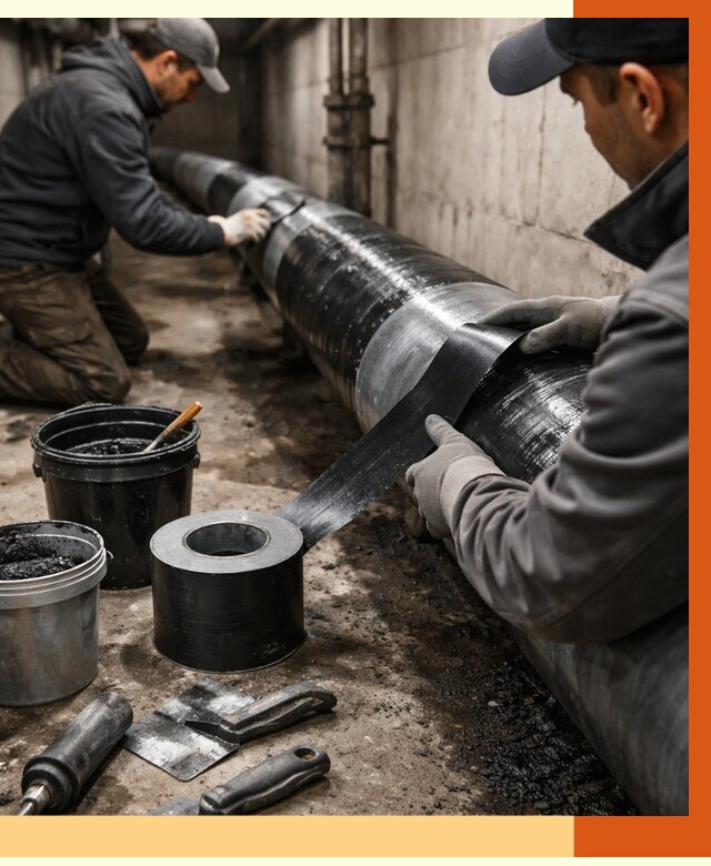 Гидроизоляция труб в Полевском от 2566 руб. — профессиональная герметизация | ТепломастерПлв