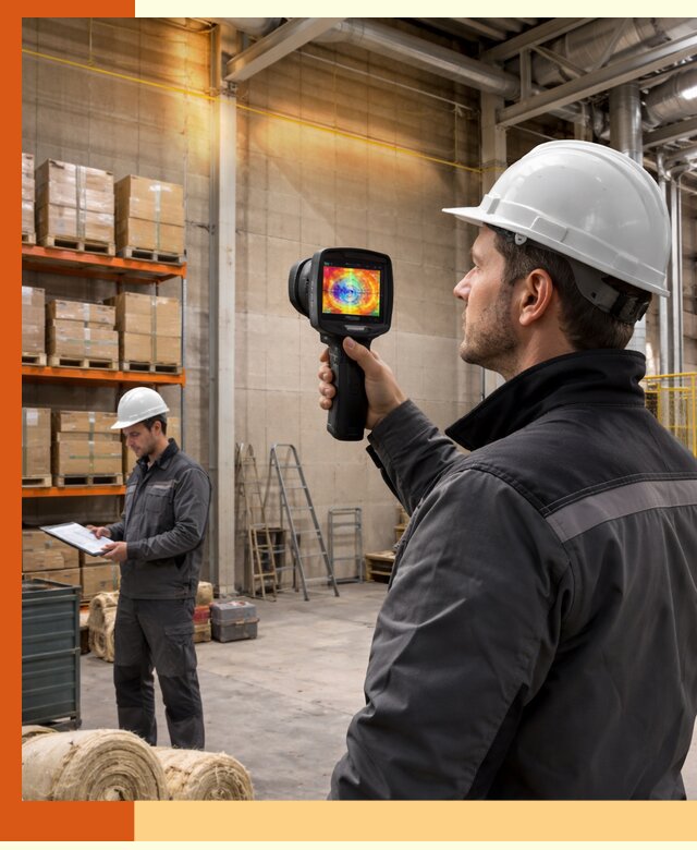 Тепловизионное обследование склада и выявление утечек в Полевском