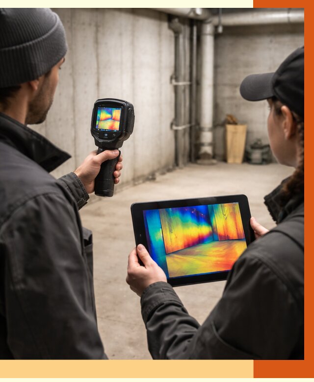 Тепловизионное обследование подвала в Полевском от 4619 руб. — проверка гидроизоляции | ТепломастерПлв