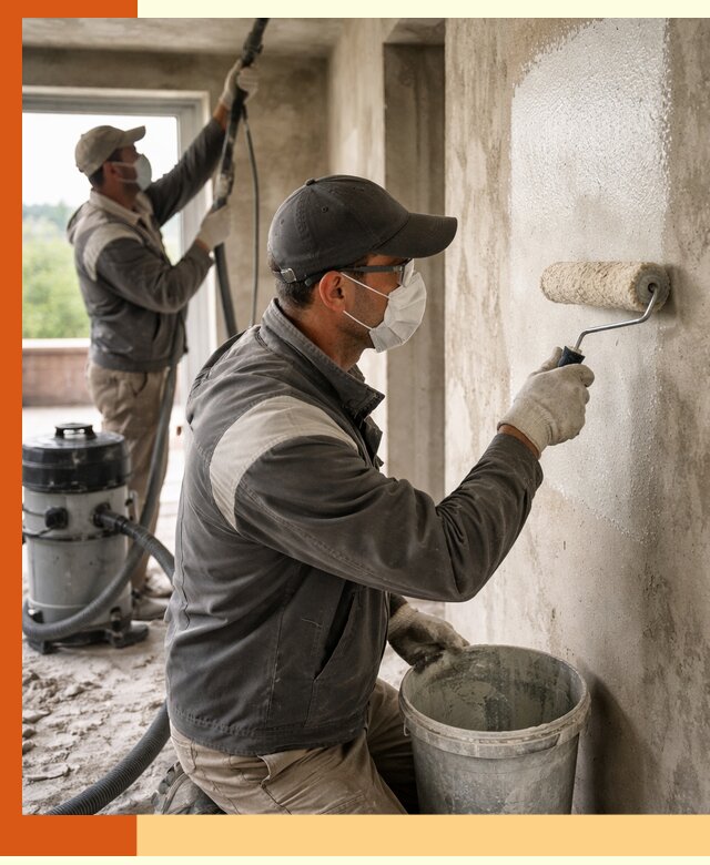 Подготовка поверхности под напыление утеплителя в Полевском