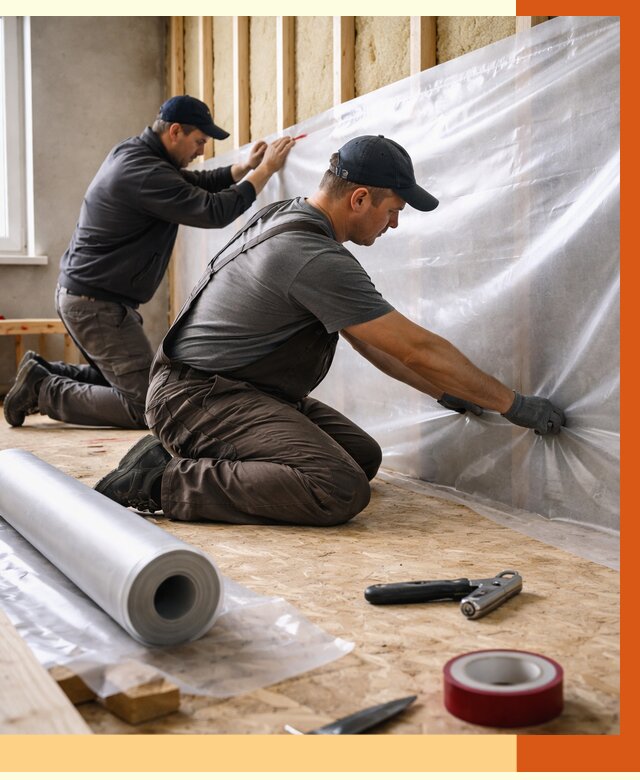 Монтаж пароизоляции в Полевском от 2566 руб. — установка и укладка под ключ | ТепломастерПлв